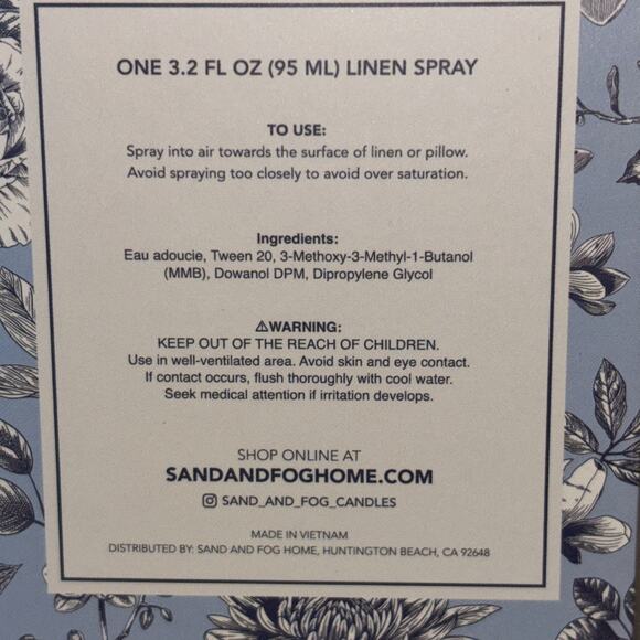 Sand + Fog Beach Linen Linen Spray 3.2 fl Fabric Room NEW - Picture 3 of 3